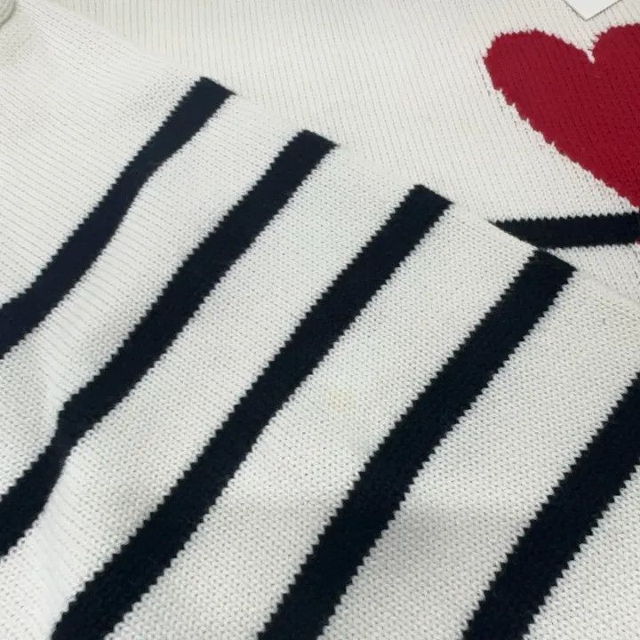 AMI AMIPARIS Heart Logo Striped Knit Sweater -2507 Size US M / EU 48-50 / 2 - 5 Thumbnail