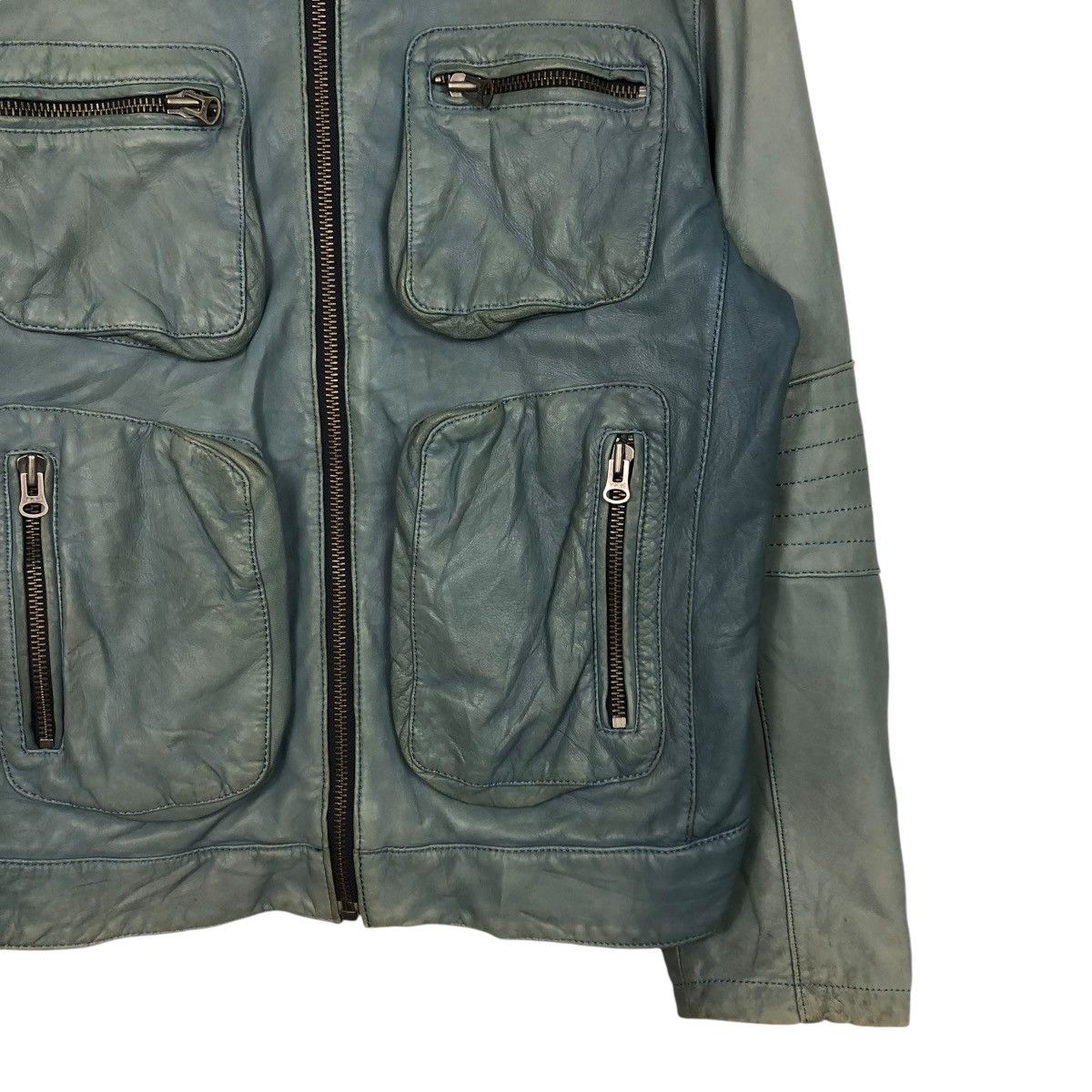 Japanese Brand 🔥VINTAGE CROPPED BIKER LEATHER JACKET G-STAGE ISSEY MIYAKE Size US M / EU 48-50 / 2 - 7 Thumbnail