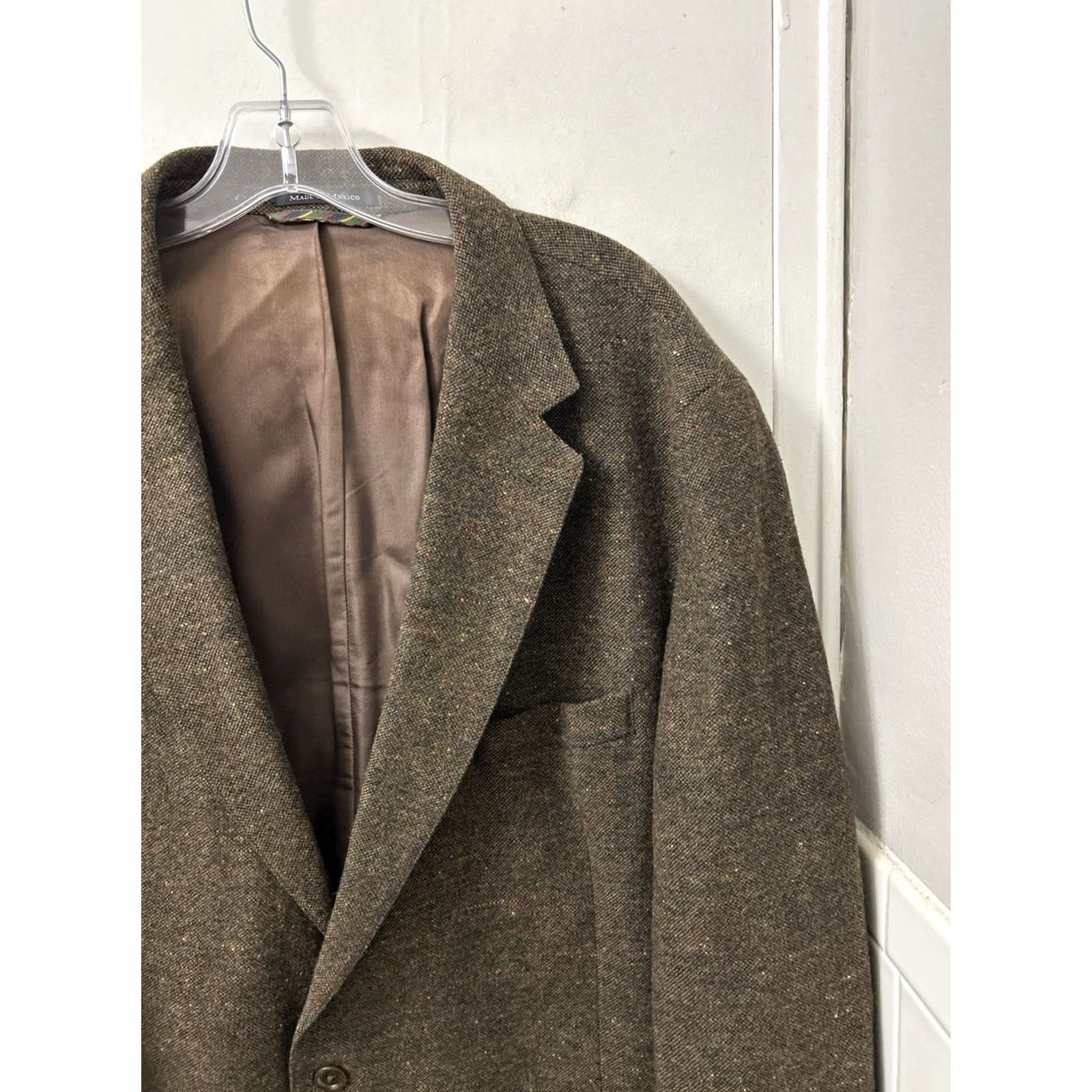 Lands' End Lands' End Sport Coat Blazer Mens 48 Brown Tweed Wool Two-Button Notch Lapel Regular Fit Jacket Size 48R - 4 Thumbnail
