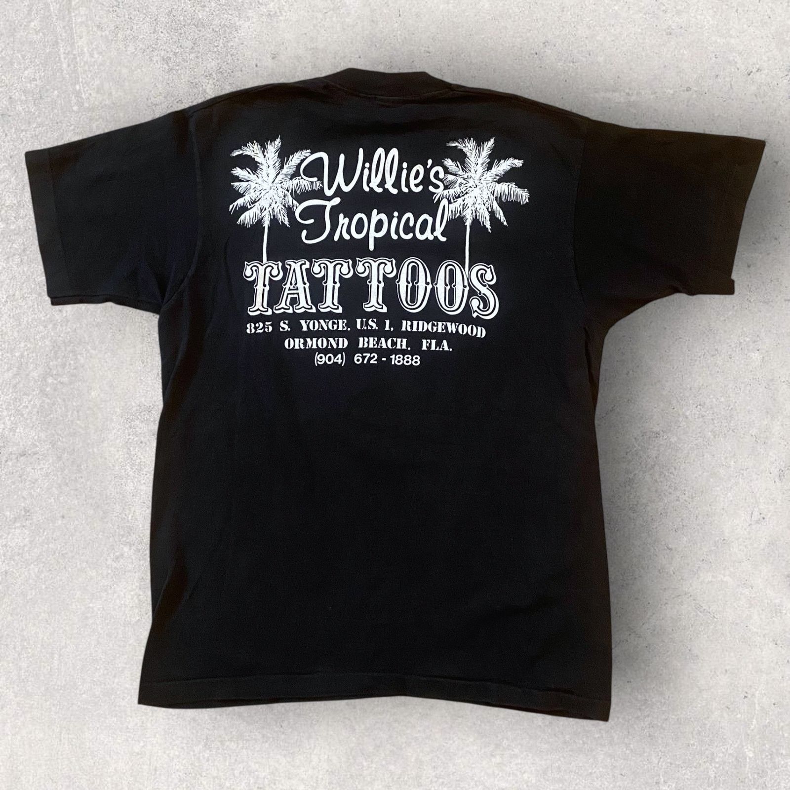 Daytona × Harley Davidson × Vintage Vintage 1993 Bike Week Daytona Tropical Skull Tattoo T Shirt Size US M / EU 48-50 / 2 - 2 Thumbnail