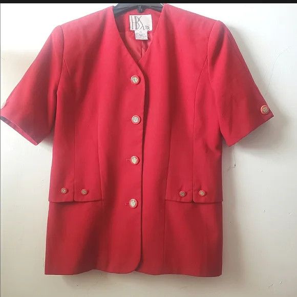 Other Vintage/90s Red Short Sleeve Blazer Jacket Size L / US 10 / IT 46 - 1 Thumbnail