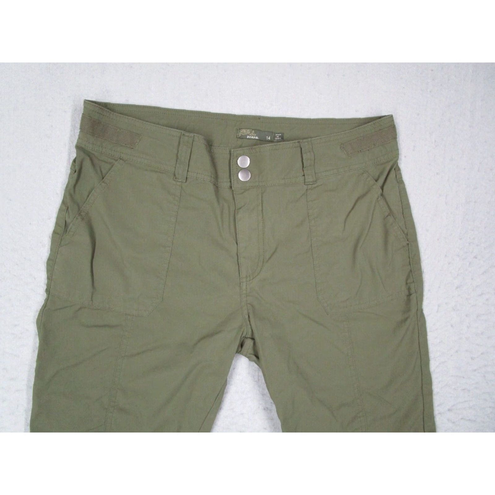 Prana PrAna Women's Green Essex Organic Cotton Blend Hiking Workwear Pants 34x28 Size 36" / US 14 / IT 50 - 2 Thumbnail