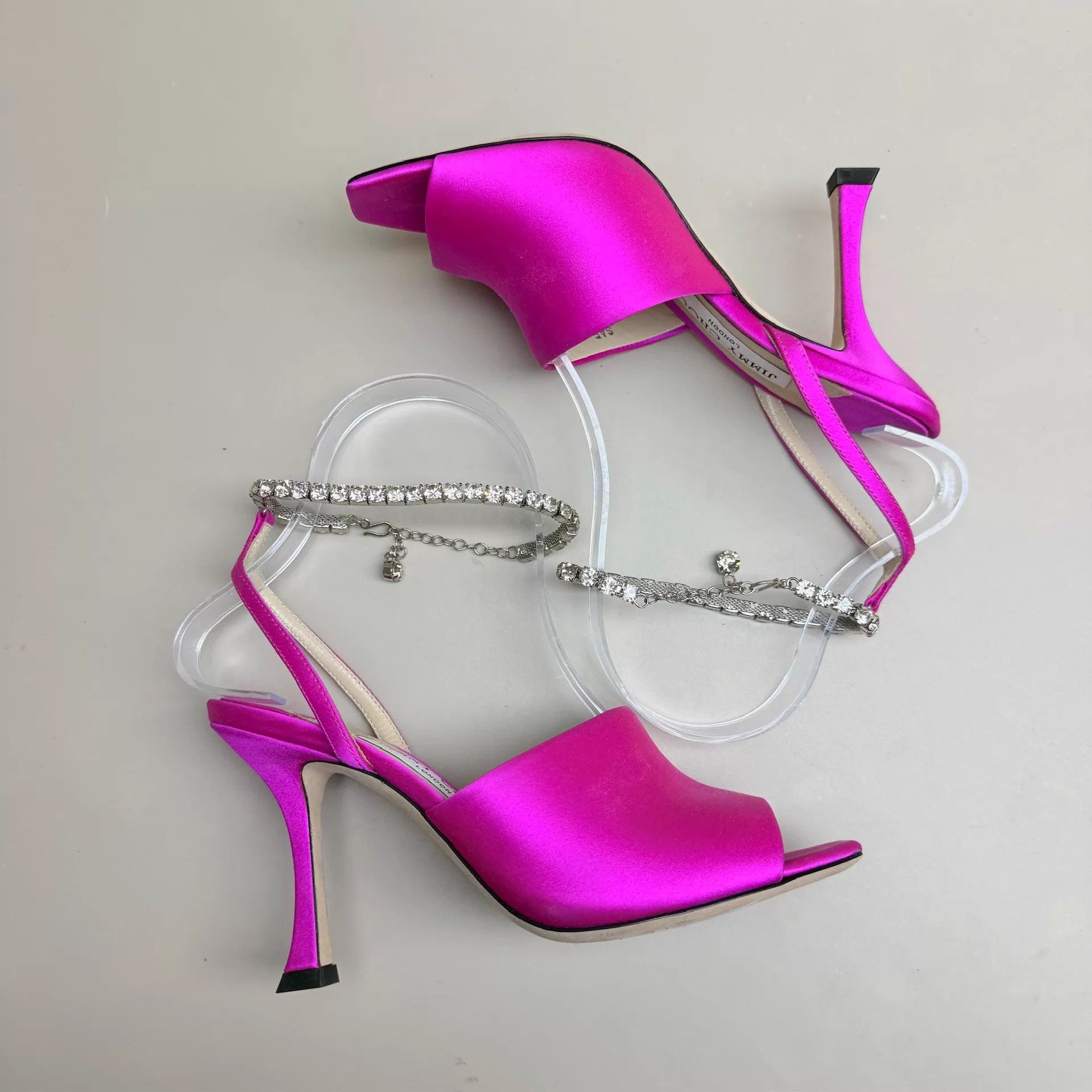 Jimmy Choo Jimmy Choo Pink Satin Heels Rhinestone Buckle 35 Size US 4.5 / IT 34.5 - 4 Thumbnail
