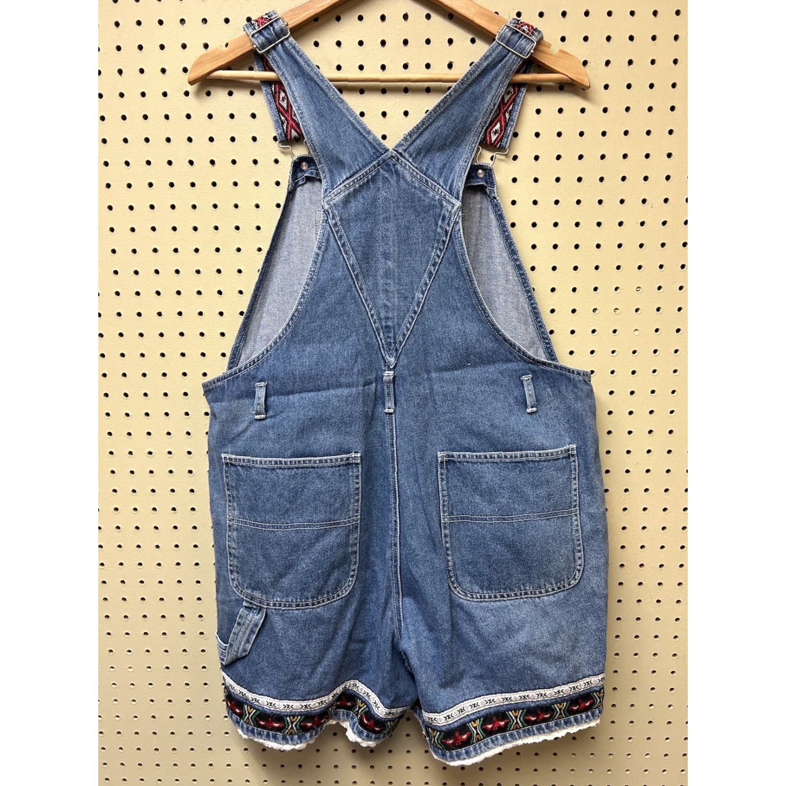 Denime VINTAGE BACCINI Overalls Shorts Denim Blue Sz L Womens Casual 90s Bohemian Farm Cowboy Pockets Button Denim Bib Overalls Shorts Women Size 36" / US 14 / IT 50 - 2 Thumbnail