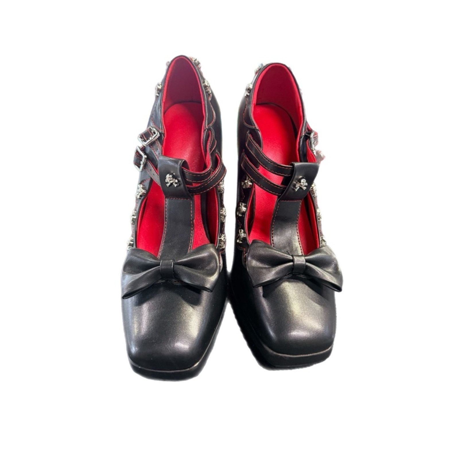 Vintage Gothic Lolita Skull Bow Platform Heels Size US 7.5 / IT 37.5 - 1 Thumbnail