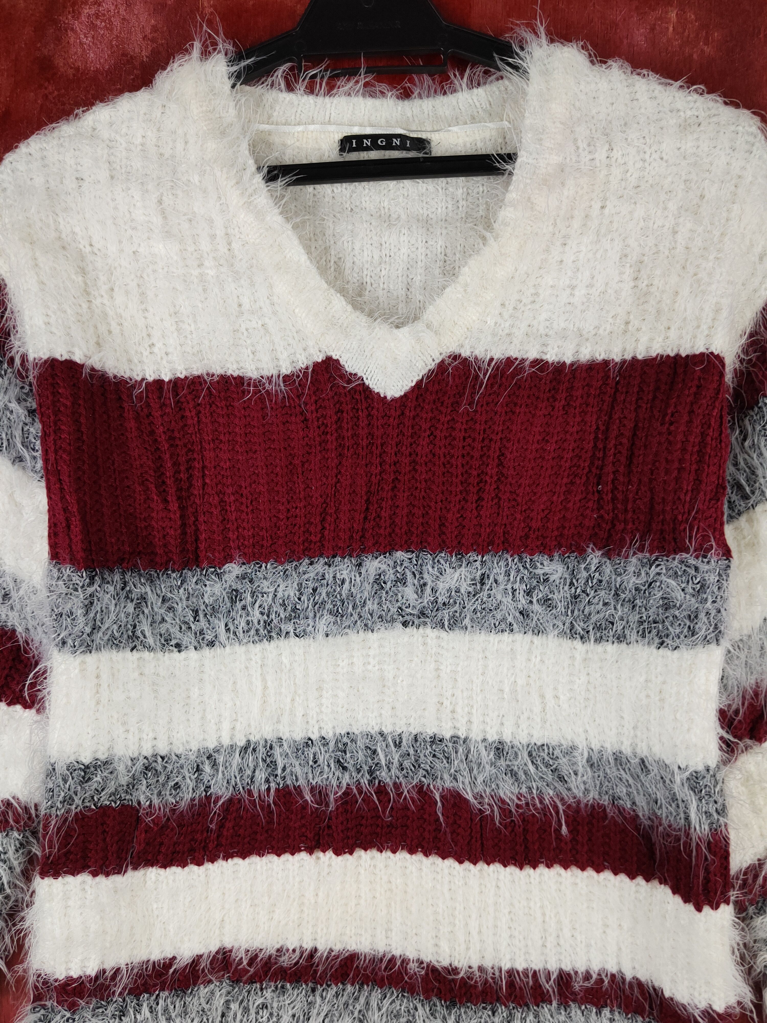 Vintage Ingni Gray Cream Shag Shaggy Fur Mohair Knitwear #S2155 Size S / US 4 / IT 40 - 2 Thumbnail