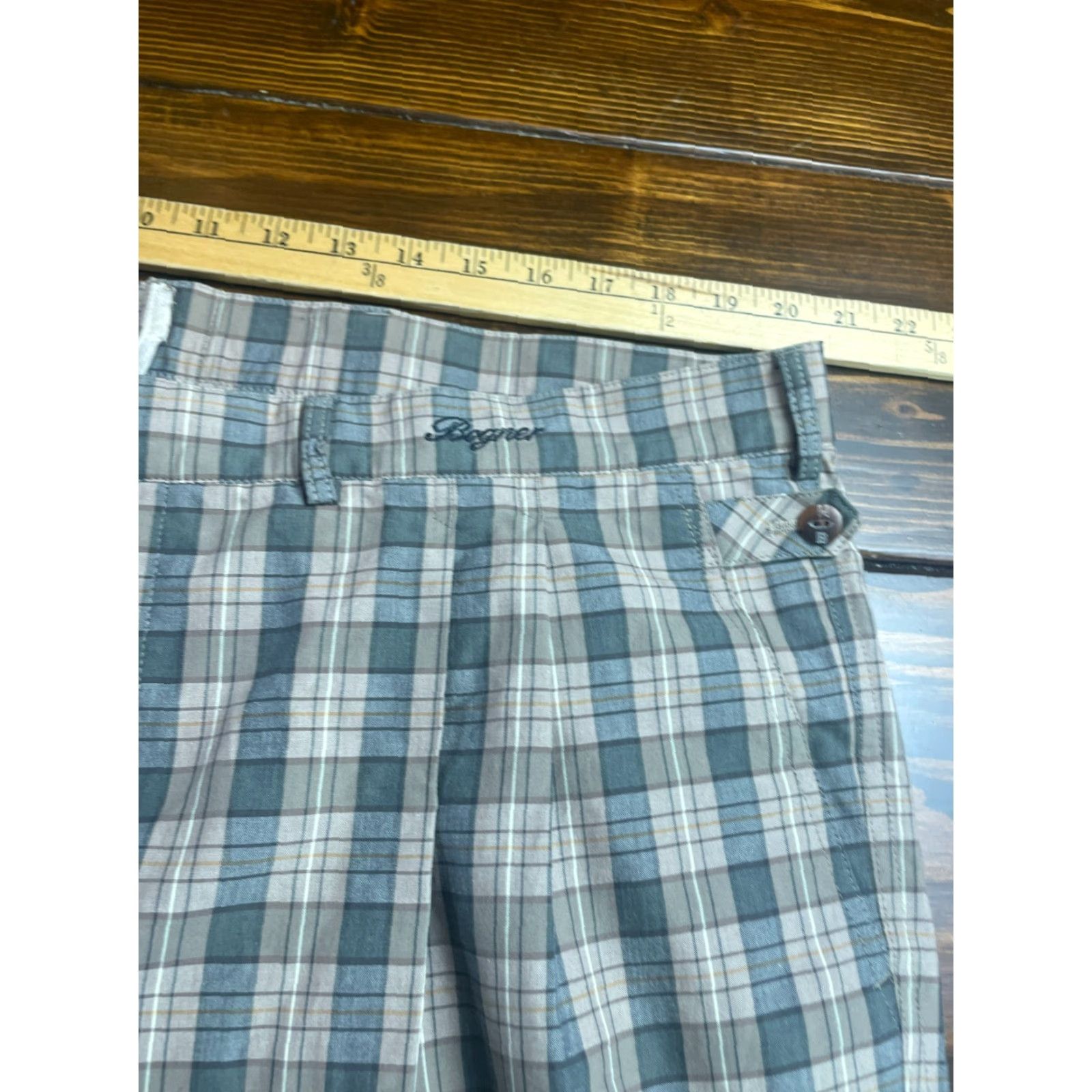 Bogner Bogner Pants Men's 41x28.5 Gray Plaid Flat Front Dress Pants Pockets Size US 41 - 6 Thumbnail