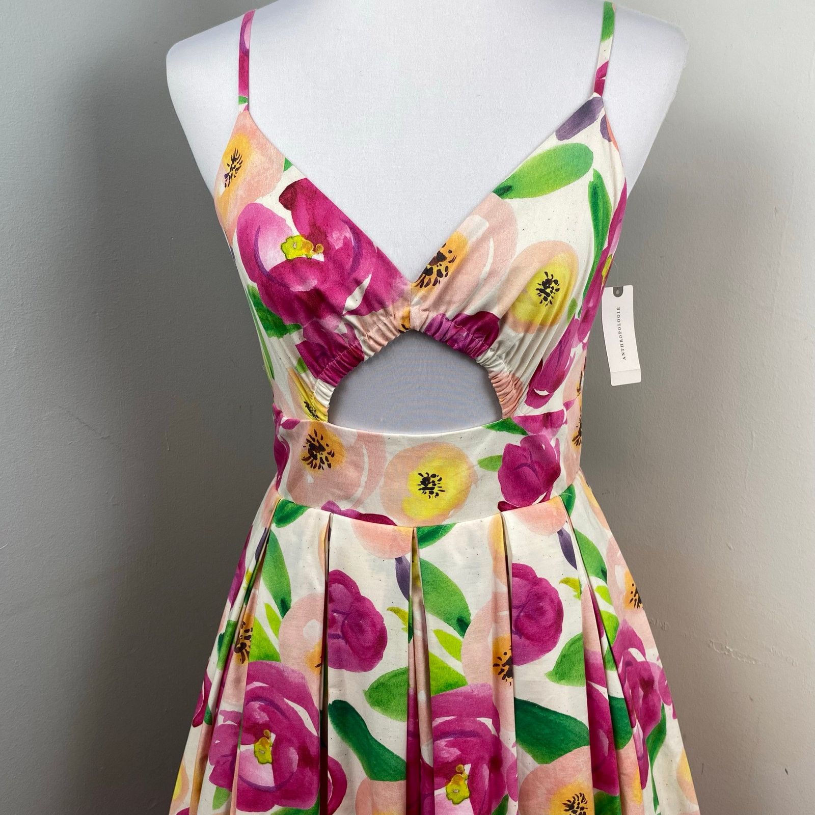 Anthropologie Hutch Floral Garden Cutout Balloon Midi Dress Garden NWT Size S / US 4 / IT 40 - 3 Thumbnail