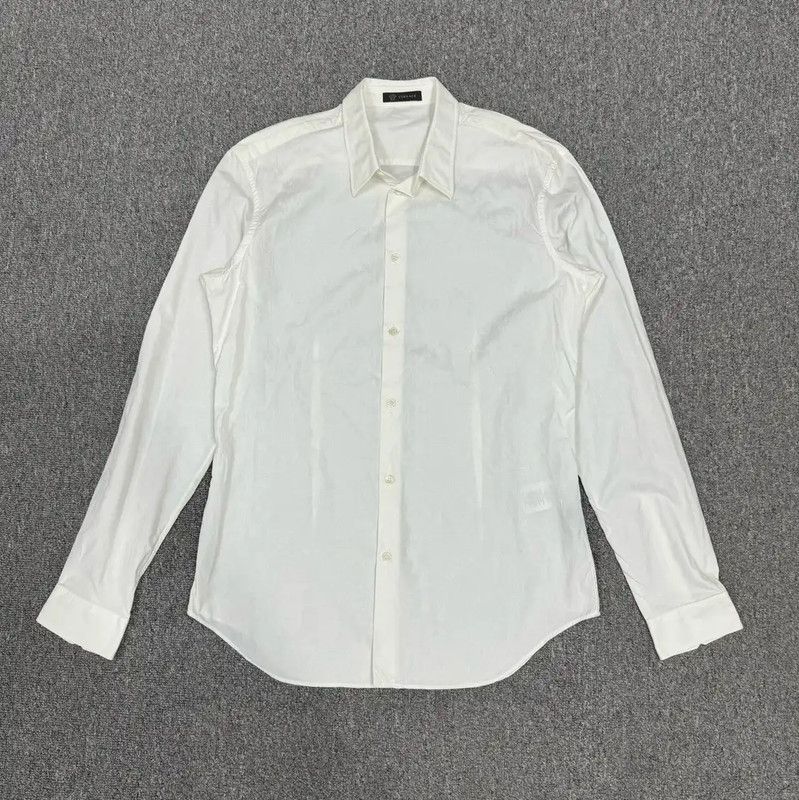 Versace Versace White Cotton Long Sleeve Shirt 0089 Size US L / EU 52-54 / 3 - 1 Thumbnail