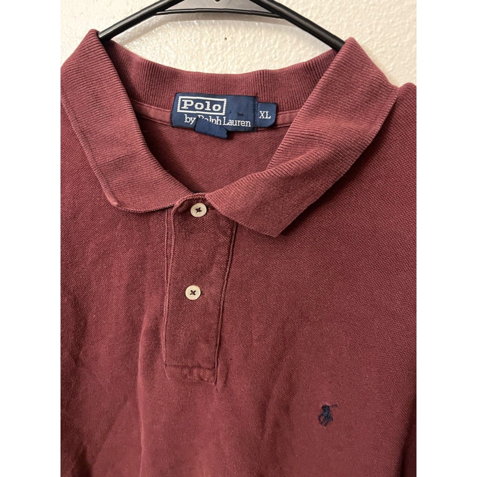 Polo Ralph Lauren Polo Ralph Lauren Polo Shirt Maroon XL Mens Solid Short Sleeve Button Collar Polo Classic Logo 90s Theme Size US XL / EU 56 / 4 - 2 Thumbnail