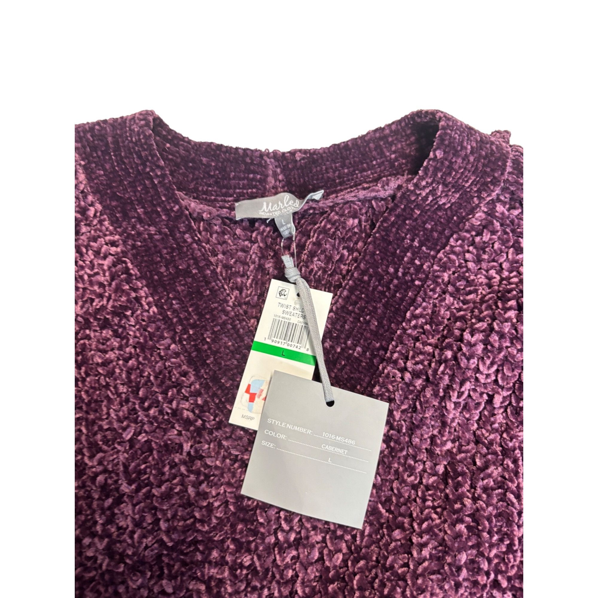 Other Marled Reunited Twisted Shoulder Chunky Junior’s Sweater, Ca Size L / US 10 / IT 46 - 7 Thumbnail