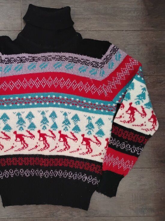 Other Vintage 70s 80s Nordic Ski Acrylic Turtleneck Sweater Size M / US 6-8 / IT 42-44 - 2 Thumbnail