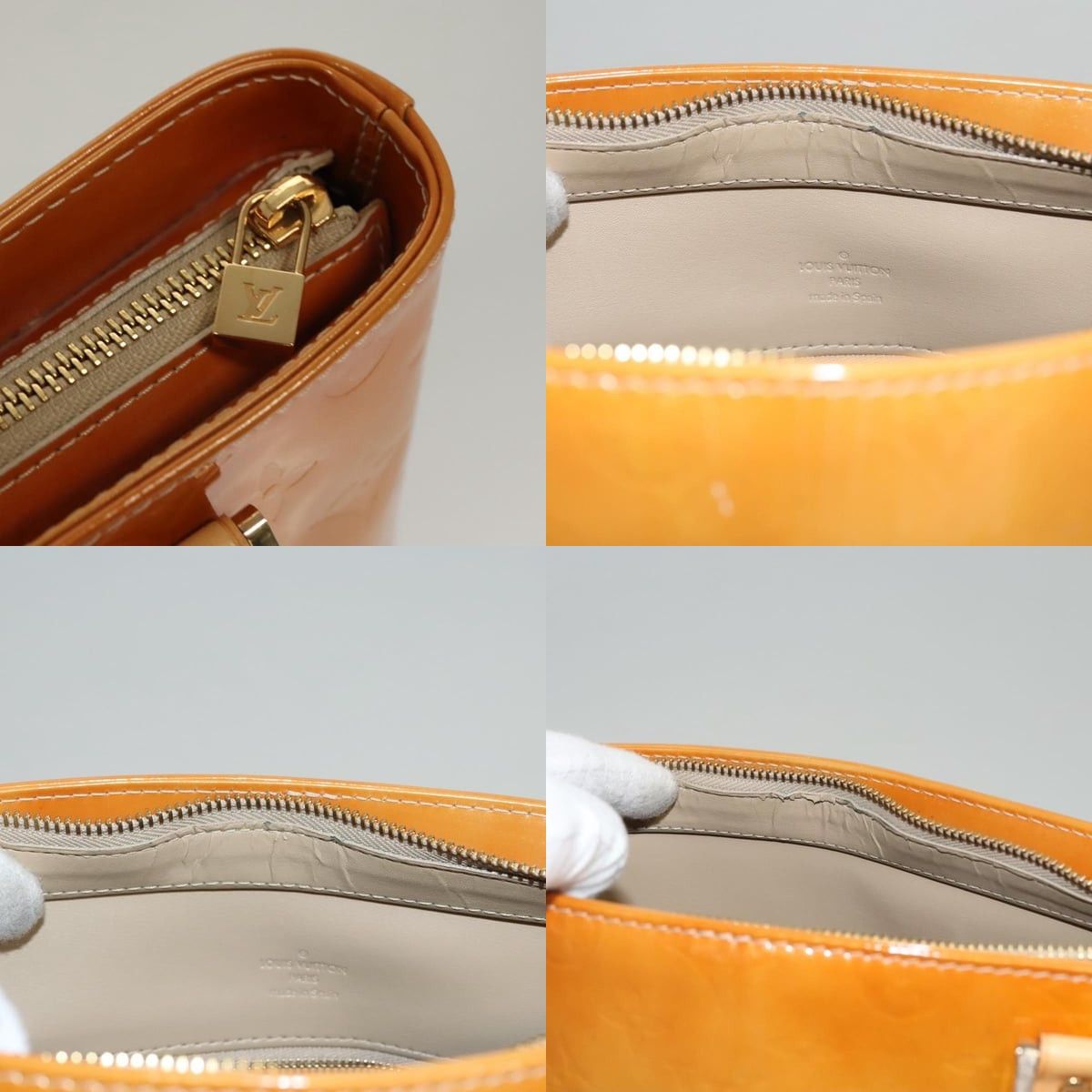 Louis Vuitton LOUIS VUITTON Monogram Vernis Houston Hand Bag Jaune M91121 Size ONE SIZE - 11 Thumbnail