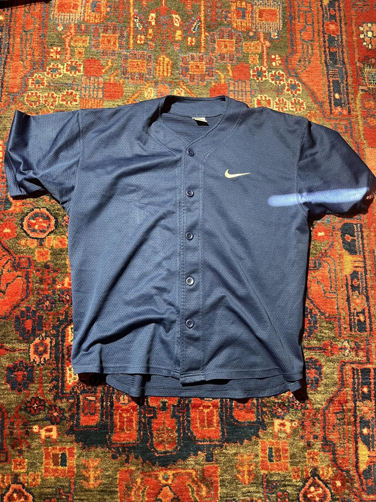 Nike Vtg 90s Silver Tag Nike Mesh Baseball Jersey Navy Size L Size US L / EU 52-54 / 3 - 1 Thumbnail