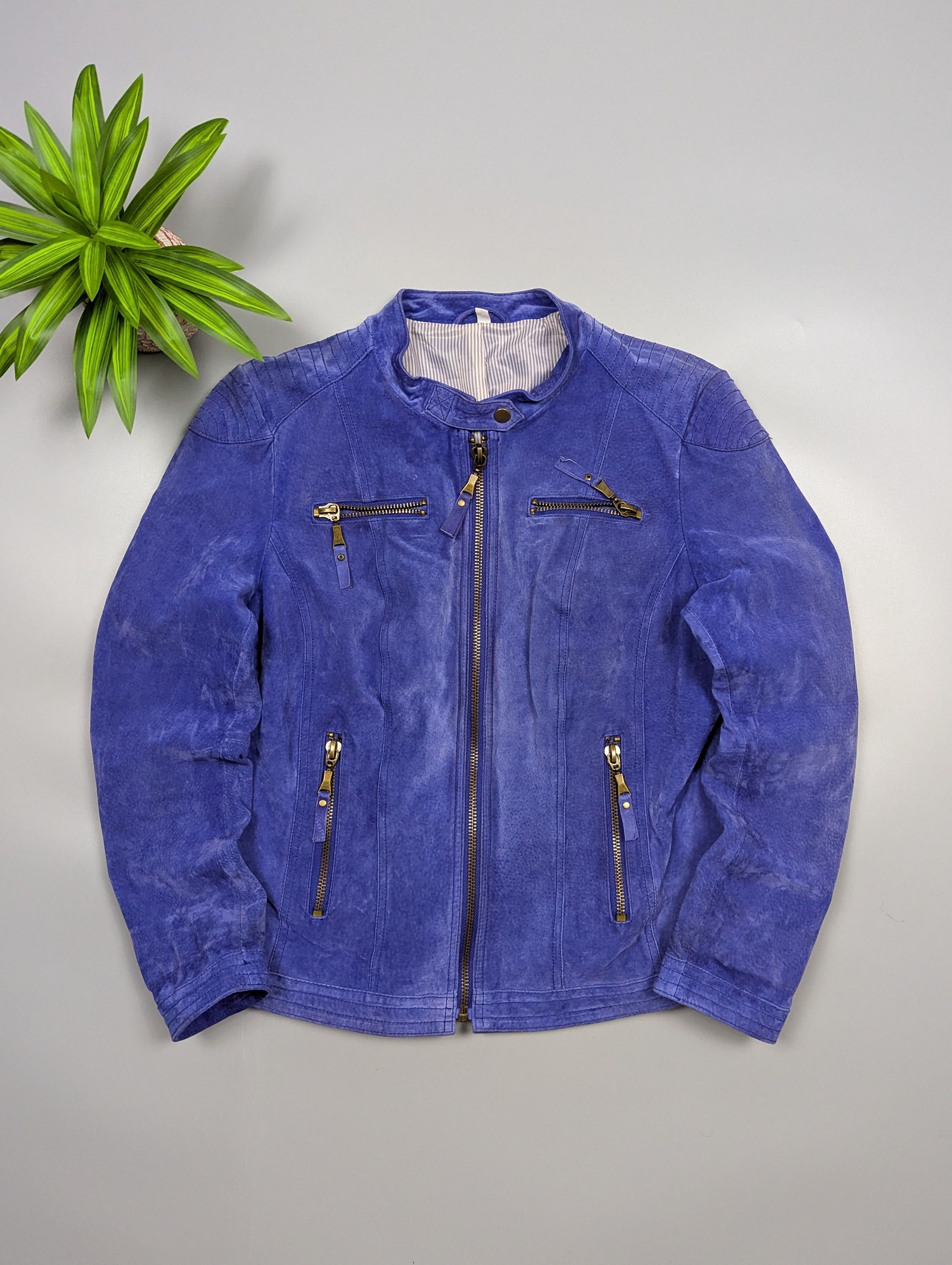 Vintage Women’s Purple Real Leather Biker Jacket