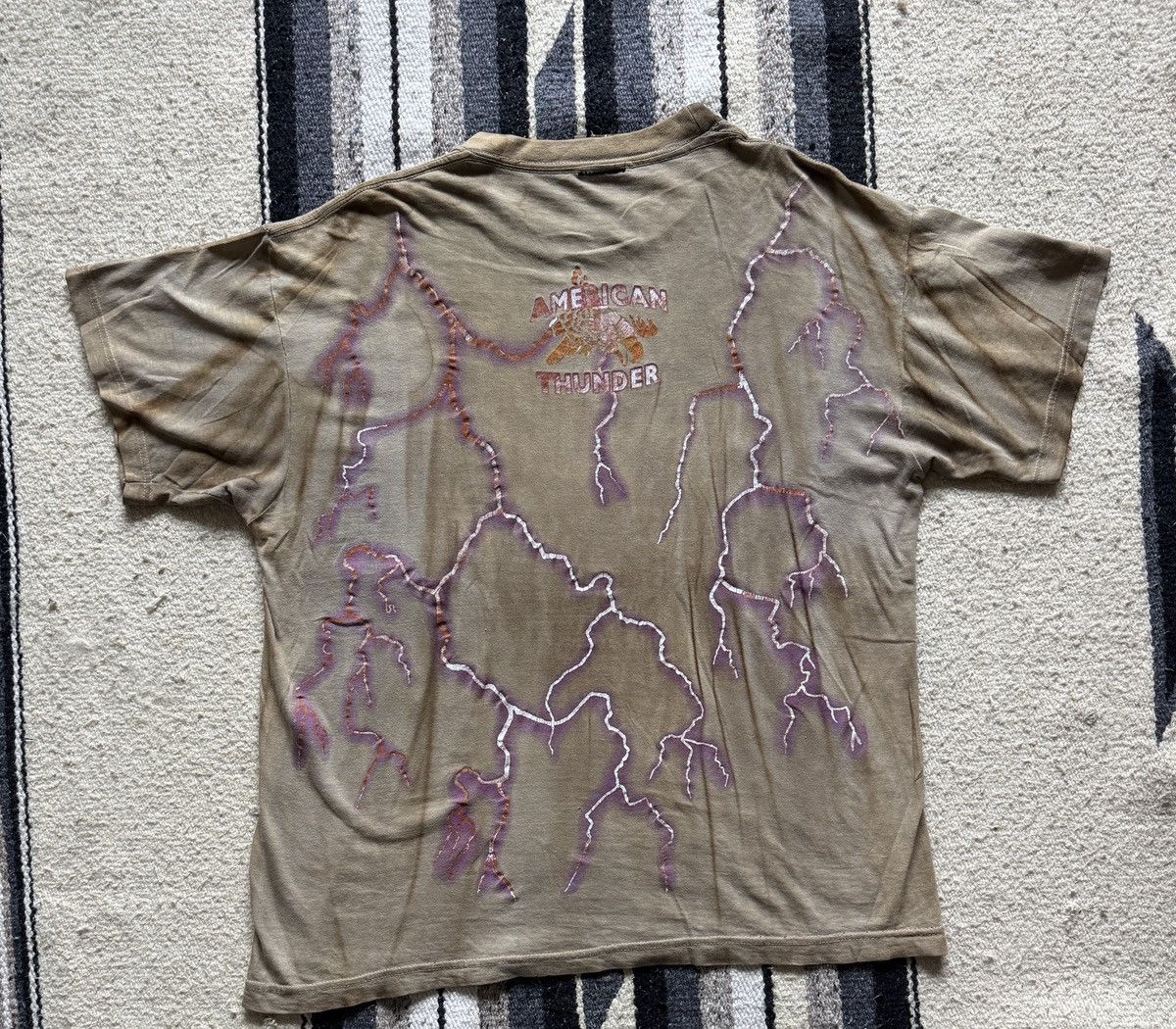 Vintage Vintage 90s American Thunder Bleached Faded Biker T-Shirt XL Size US XL / EU 56 / 4 - 7 Thumbnail