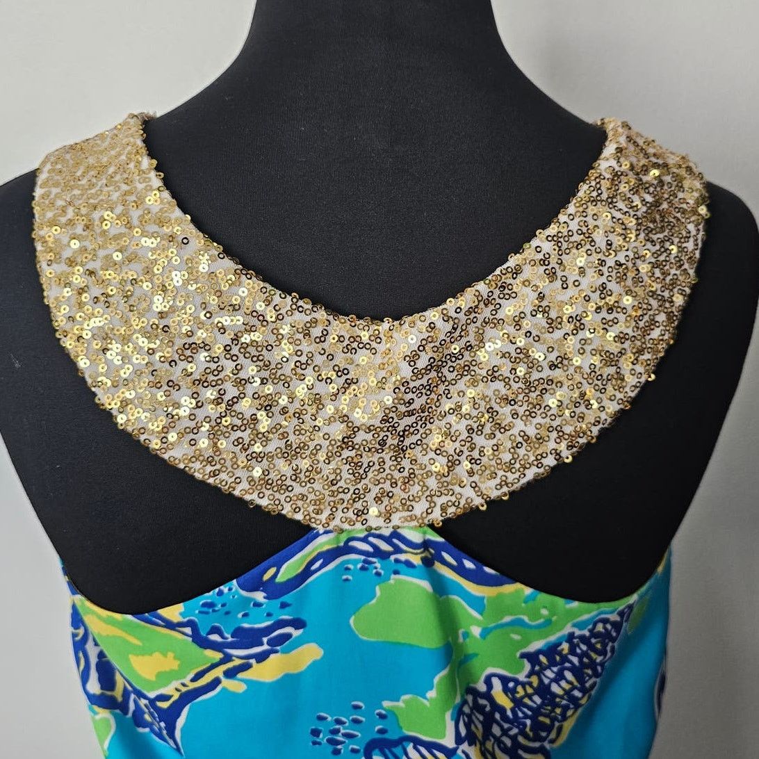 Lilly Pulitzer EUC Lilly Pulitzer Calissi Turquoise Sound the Horn Dress XS Size XS / US 0-2 / IT 36-38 - 8 Thumbnail
