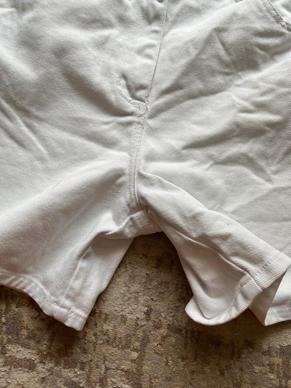 Reserved Reserve Sz L Women's Vintage 1990s White Denim Shorts Rare Size 35" - 8 Thumbnail