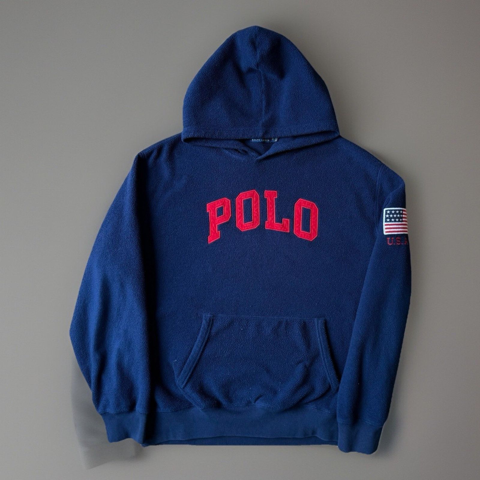 Polo Ralph Lauren Polo Ralph Lauren Hoodie XL Navy Fleece Pullover Flag Patch Size US XL / EU 56 / 4 - 1 Thumbnail