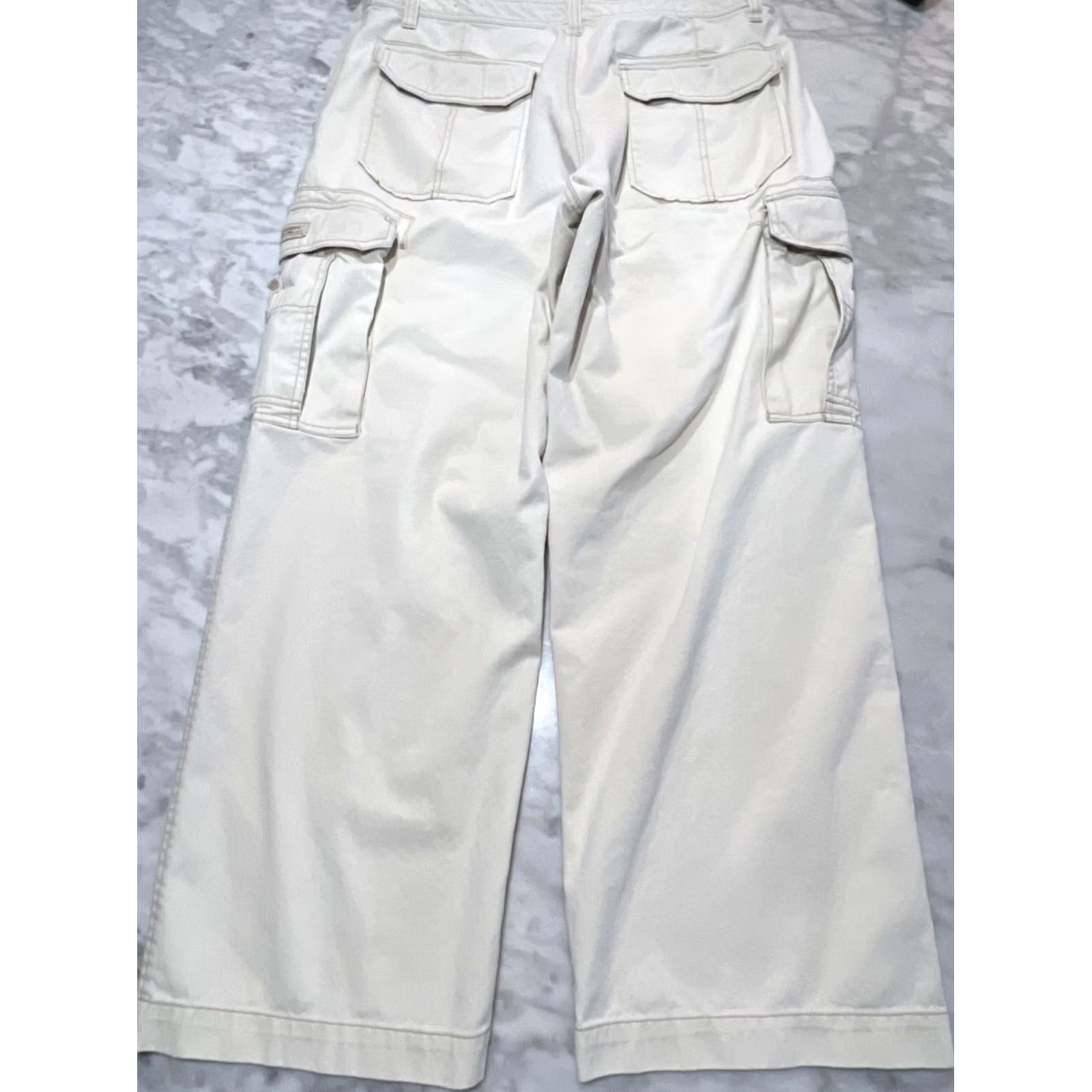 Vintage Unionbay Cargo Pants Mens 38x30 Beige Baggy Wide-Leg Grunge 5-Pocket Canvas Cotton Zip Button Regular Rise High 12in Size US 38 / EU 54 - 7 Thumbnail