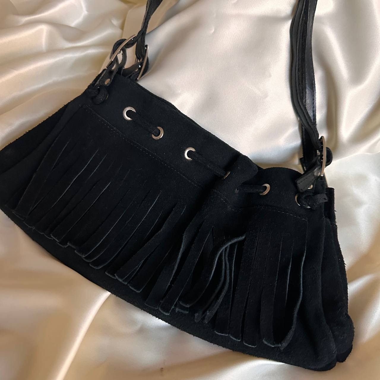 Vintage Vintage black boho suede mini shoulder bag Size ONE SIZE - 4 Thumbnail