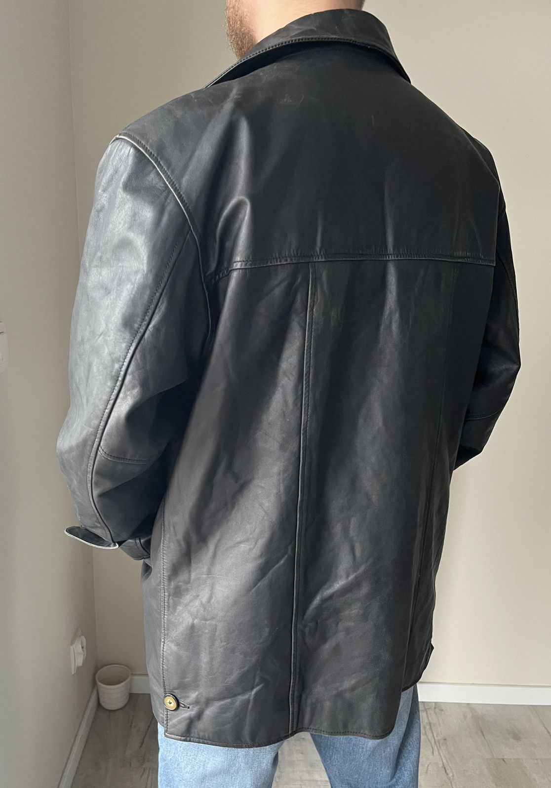 Genuine Leather Vintage leather trench coat jacket y2k Size US XL / EU 56 / 4 - 2 Thumbnail