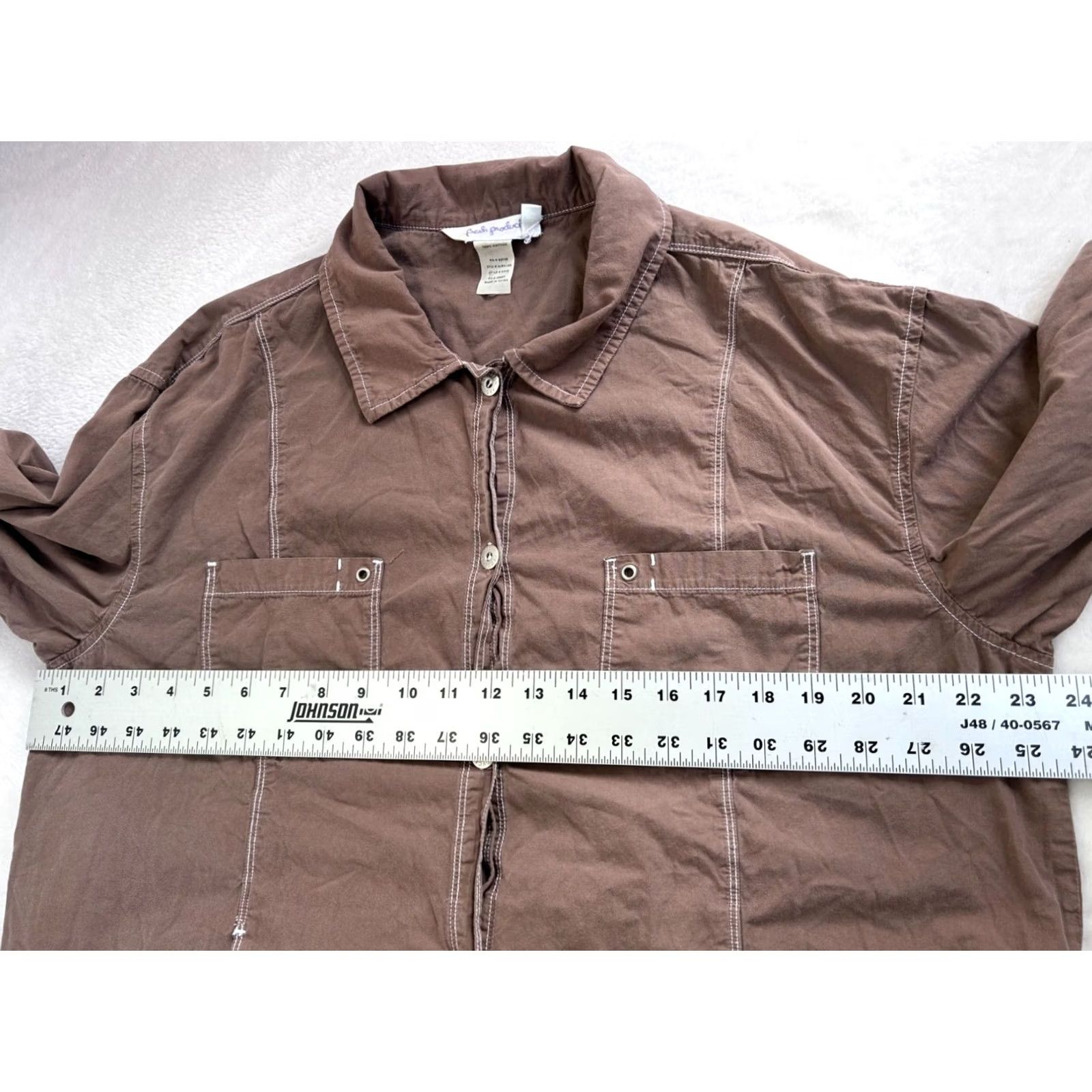 Vintage Fresh Produce Womens Button-Front Brown Jacket Size XXL Cotton Casual Lightweight Size XXL / US 16-18 / IT 52-54 - 7 Thumbnail