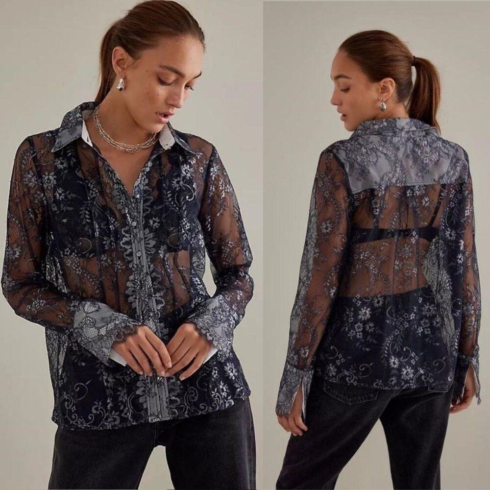 Anthropologie NWT New $130 Anthropologie Maeve Lace Long Sleeve Blouse S Size S / US 4 / IT 40 - 1 Thumbnail