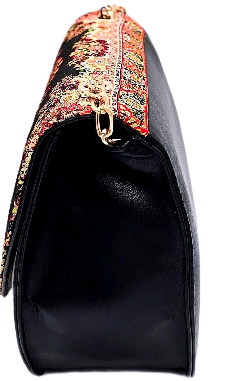 The Unbranded Brand Elegant Black and Multicolor Patterned Shoulder Bag Size ONE SIZE - 3 Thumbnail