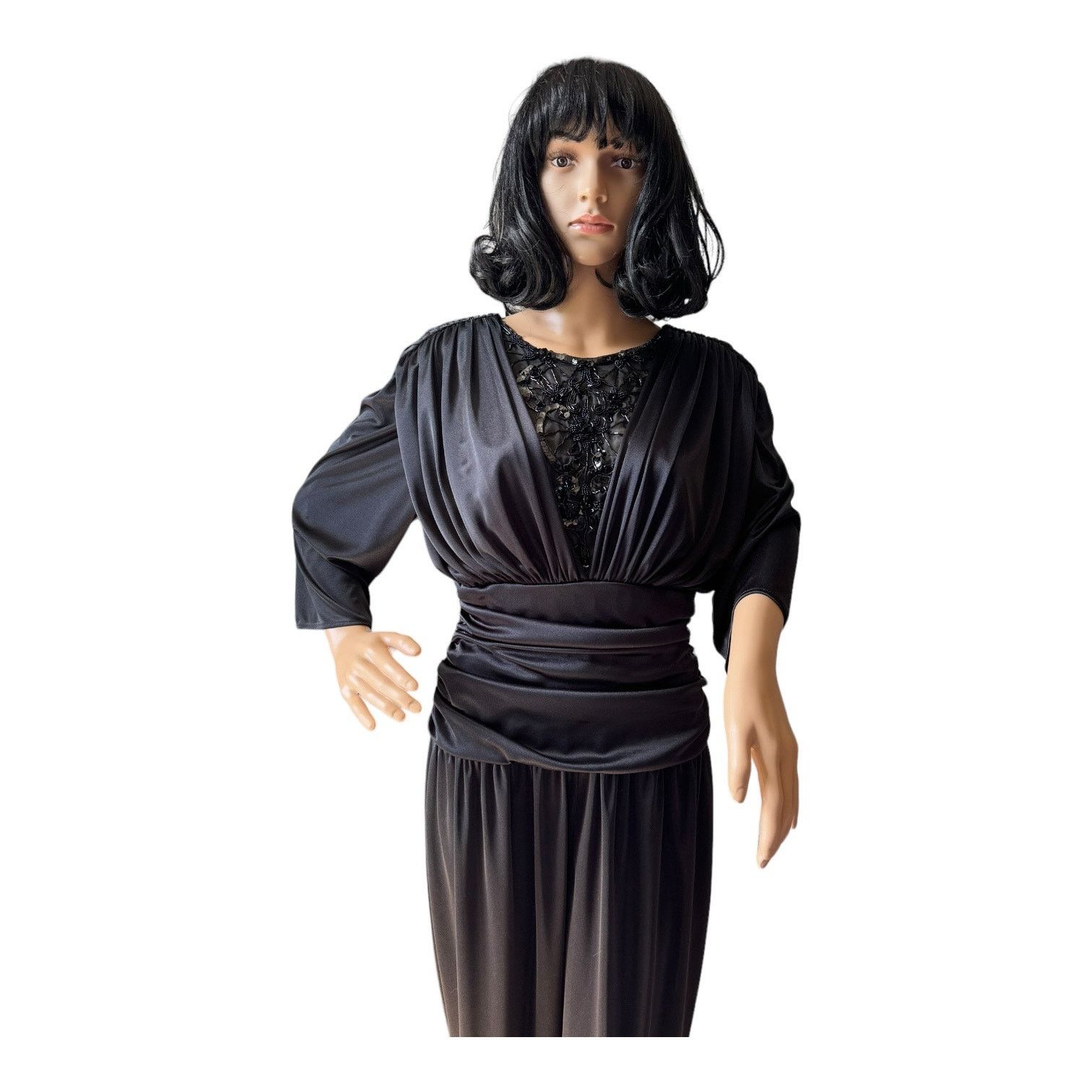 Vintage American VTG Abby Kent Black Beaded Jumpsuit small to medium Size 30" / US 8 / IT 44 - 4 Thumbnail