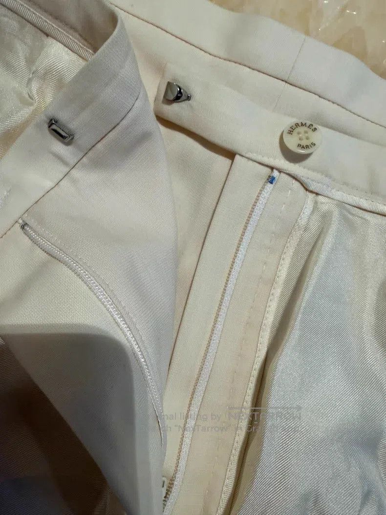 Hermes Hermes Off-white women's trousers, 100% linen, lining 100% Size 25" / US 0 / IT 36 - 6 Thumbnail