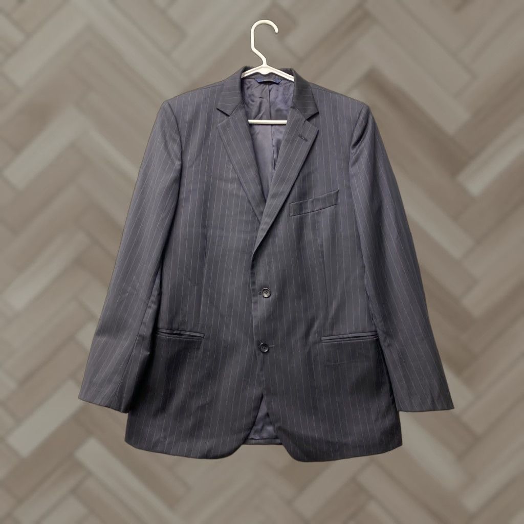 Brooks Brothers Brooks Brothers Blazer Mens 42 SLIM Navy Striped Notch Lapel Tuxedo One-Button Single-Breasted Wool Formal Wedding Size 42R - 1 Thumbnail