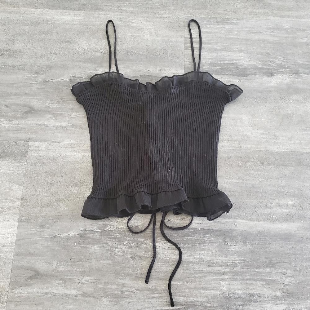 Shein Black Back Laced SHEIN Ruffle Tank Size S / US 4 / IT 40 - 1 Thumbnail