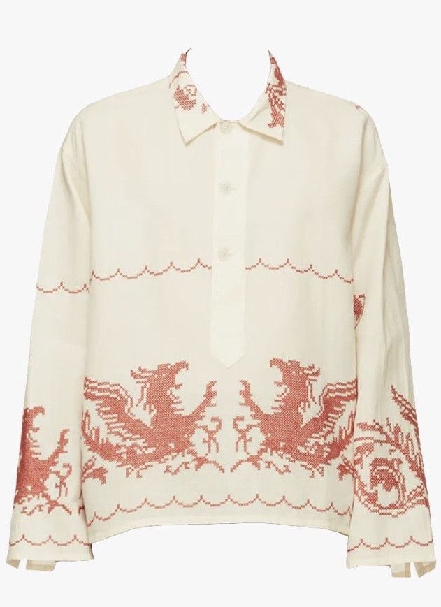Bode Bode Linen Popover Dragon Shirt L/XL Size US L / EU 52-54 / 3 - 5 Thumbnail