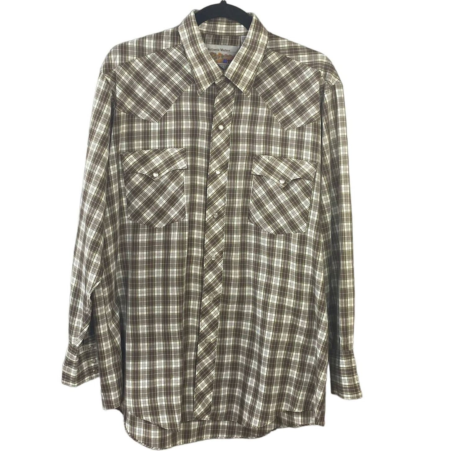 Other ATA Authentic Western Vintage Pearl Snap Plaid 16.5 (Large) Size US L / EU 52-54 / 3 - 1 Thumbnail