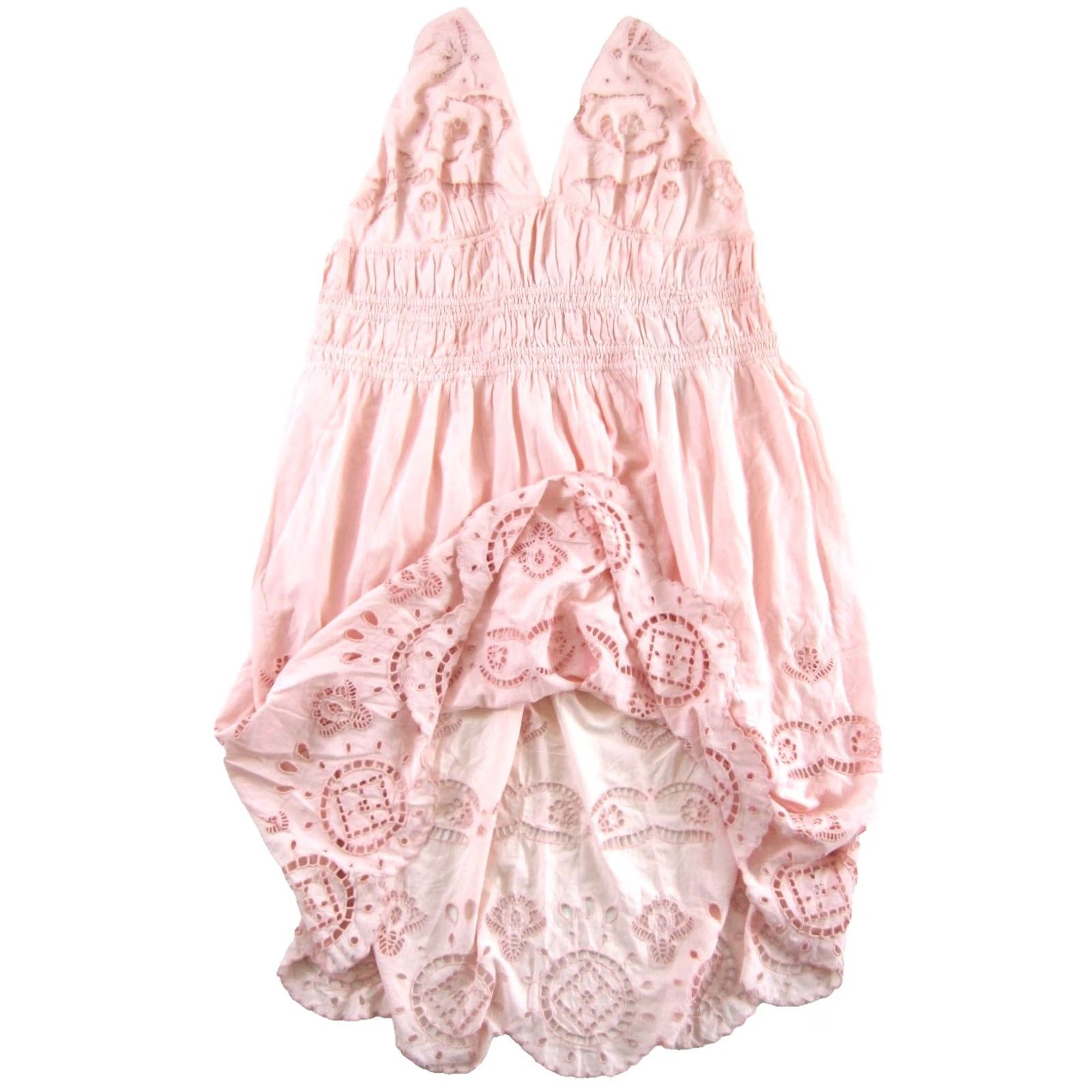 Vintage Future Collective Dress Sun Midi Tank NWT 4X Pink Cotton Embroidered Sleeveless V-Neck Sundress Women's Girls? Size XXL / US 16-18 / IT 52-54 - 6 Thumbnail