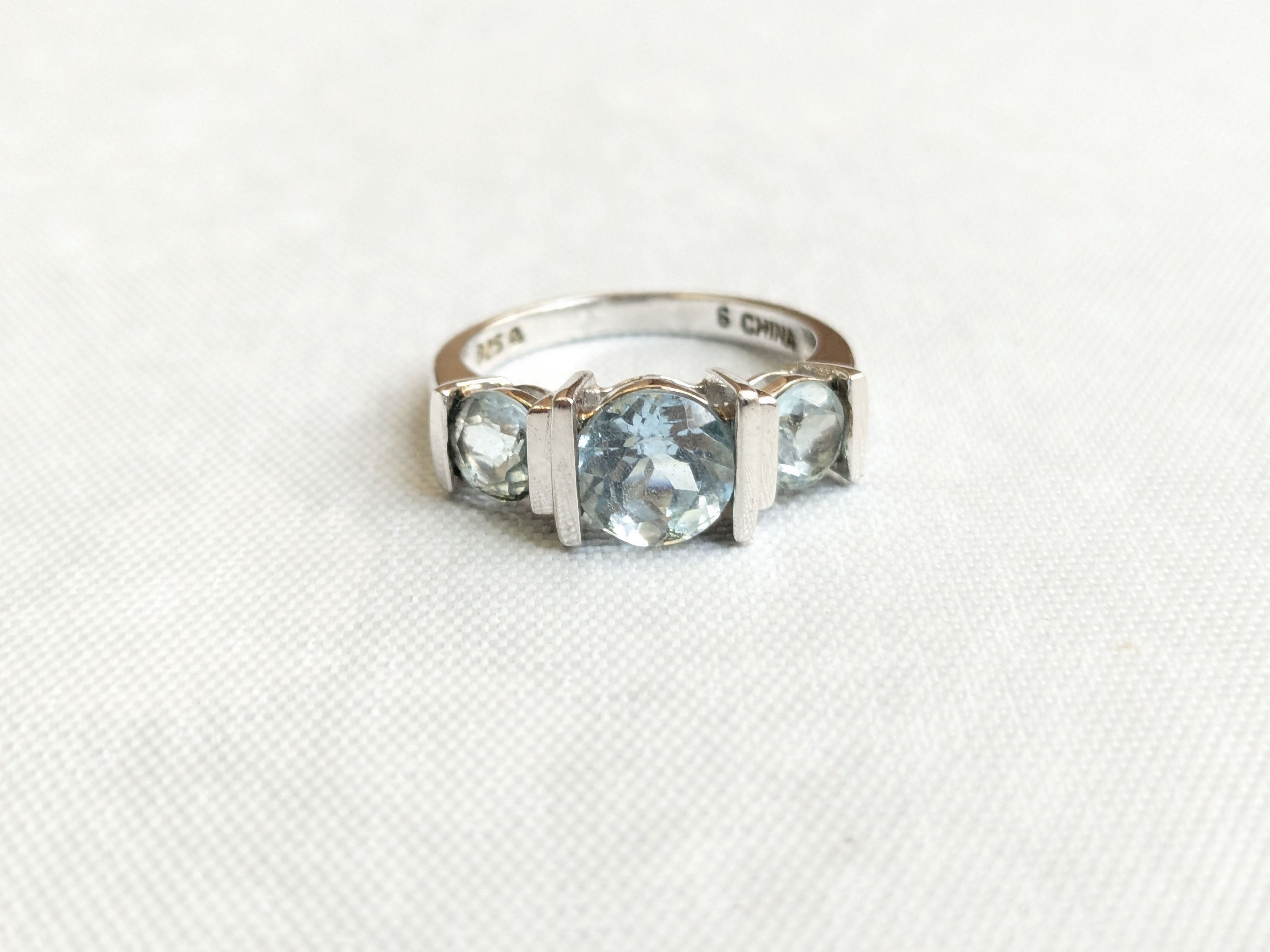 Jewelry Vintage Sterling Silver Ring Blue Aquamarine 6 Size ONE SIZE - 3 Thumbnail