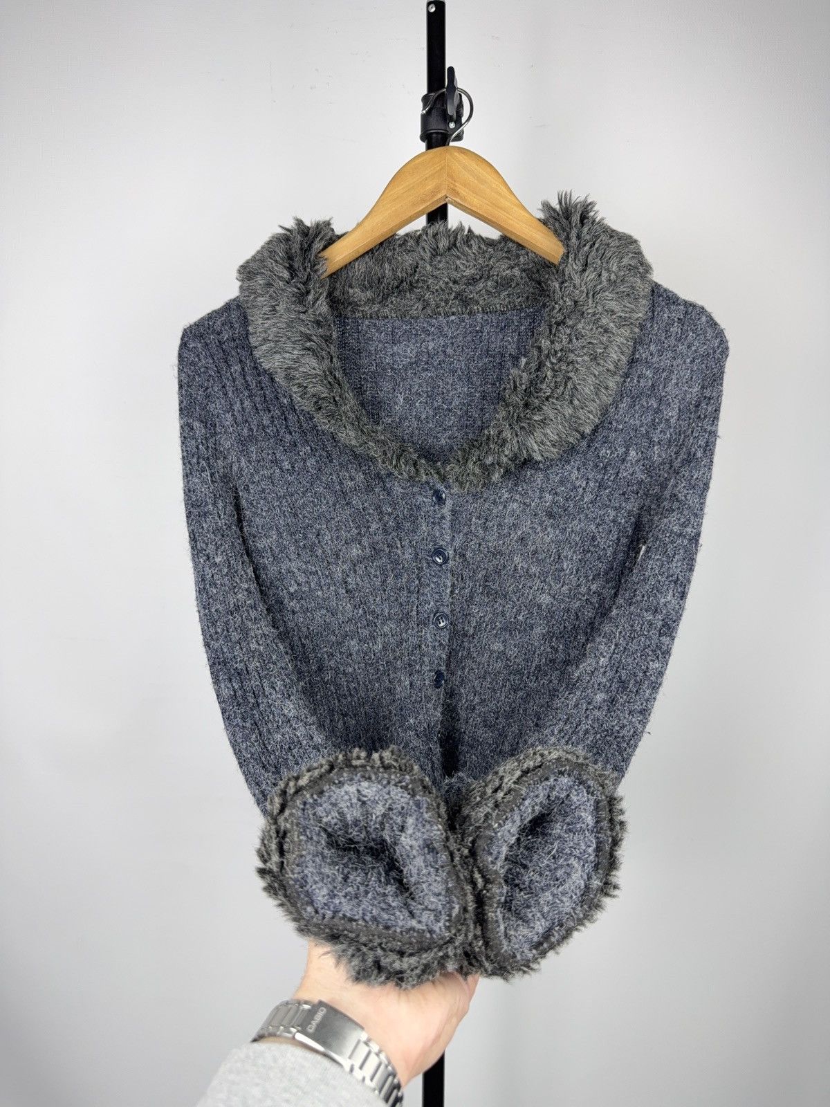 If Six Was Nine Y2K Faux Fur Trim Knit Retro Cardigan If Six Was Nine Style Size S / US 4 / IT 40 - 4 Thumbnail