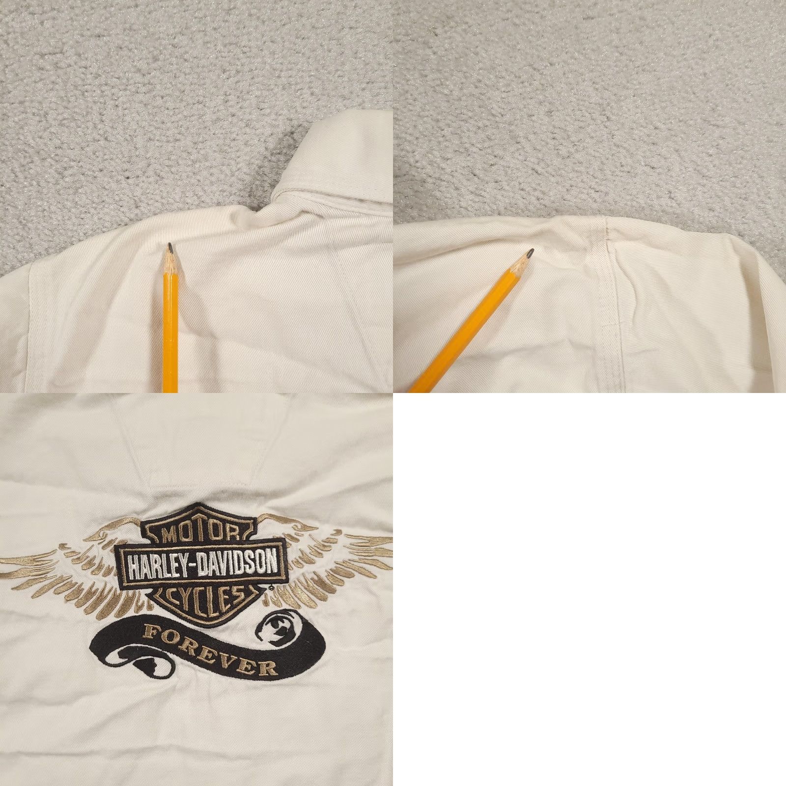 Harley Davidson Harley-Davidson Shirt Womens Small Off-White Snap Front Canvas Embroidered Wings Shirt Size S / US 4 / IT 40 - 10 Thumbnail