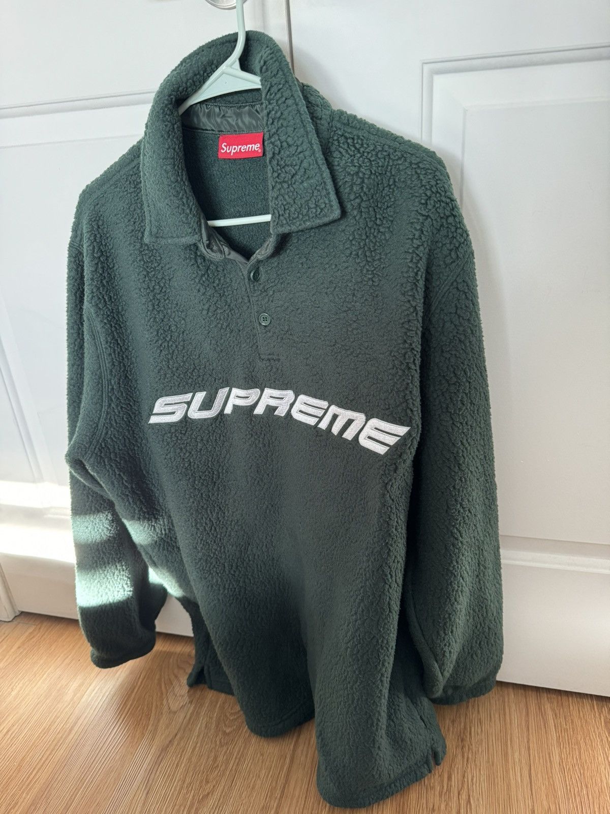 image of Supreme Polartec L/s Longsleeve Polo in Dark Green, Men's (Size XL)