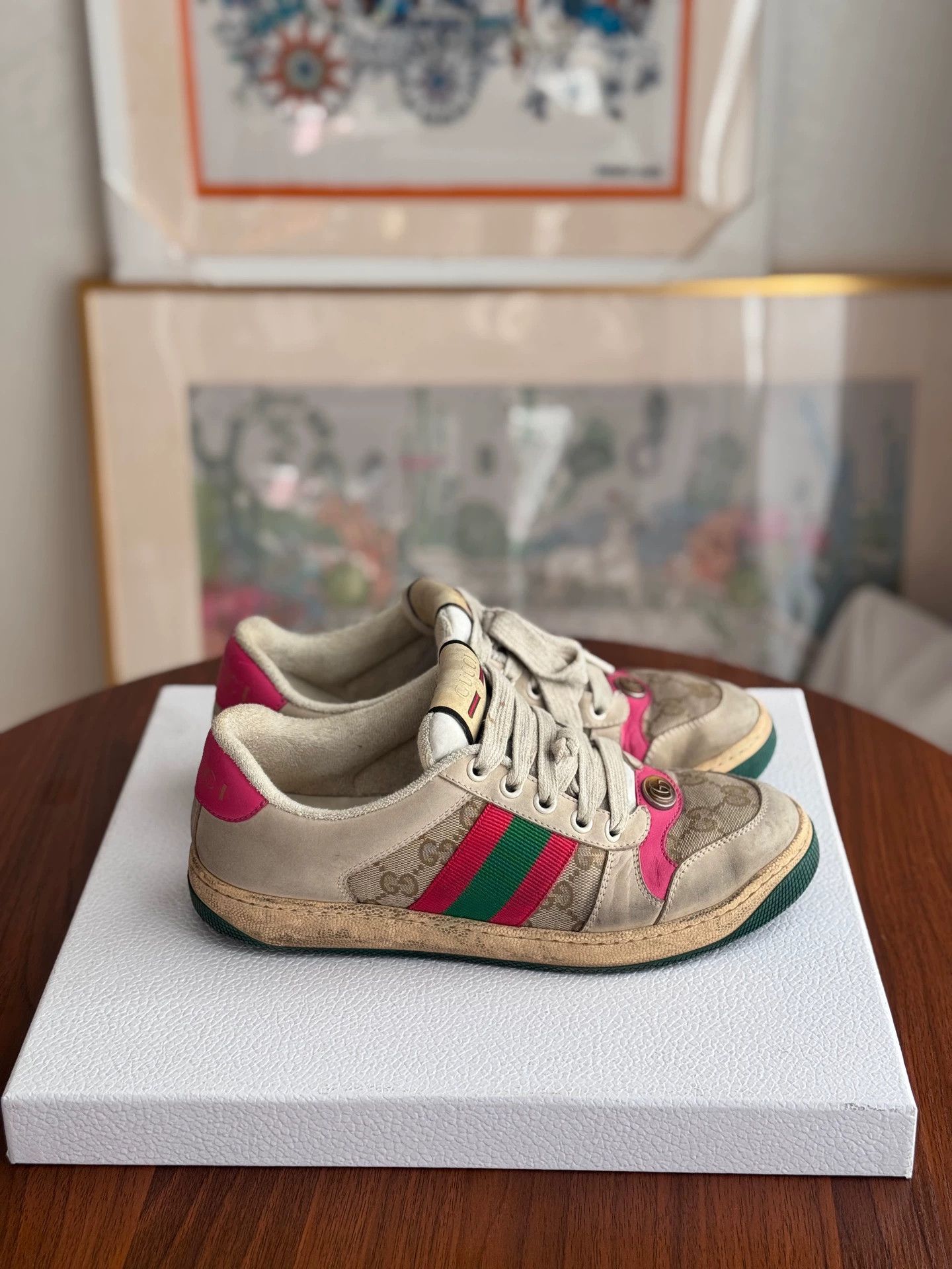Gucci GUCCI Screener Leather Sneaker Women's 36 Ebony 95 New Size US 5 / IT 35 - 2 Thumbnail