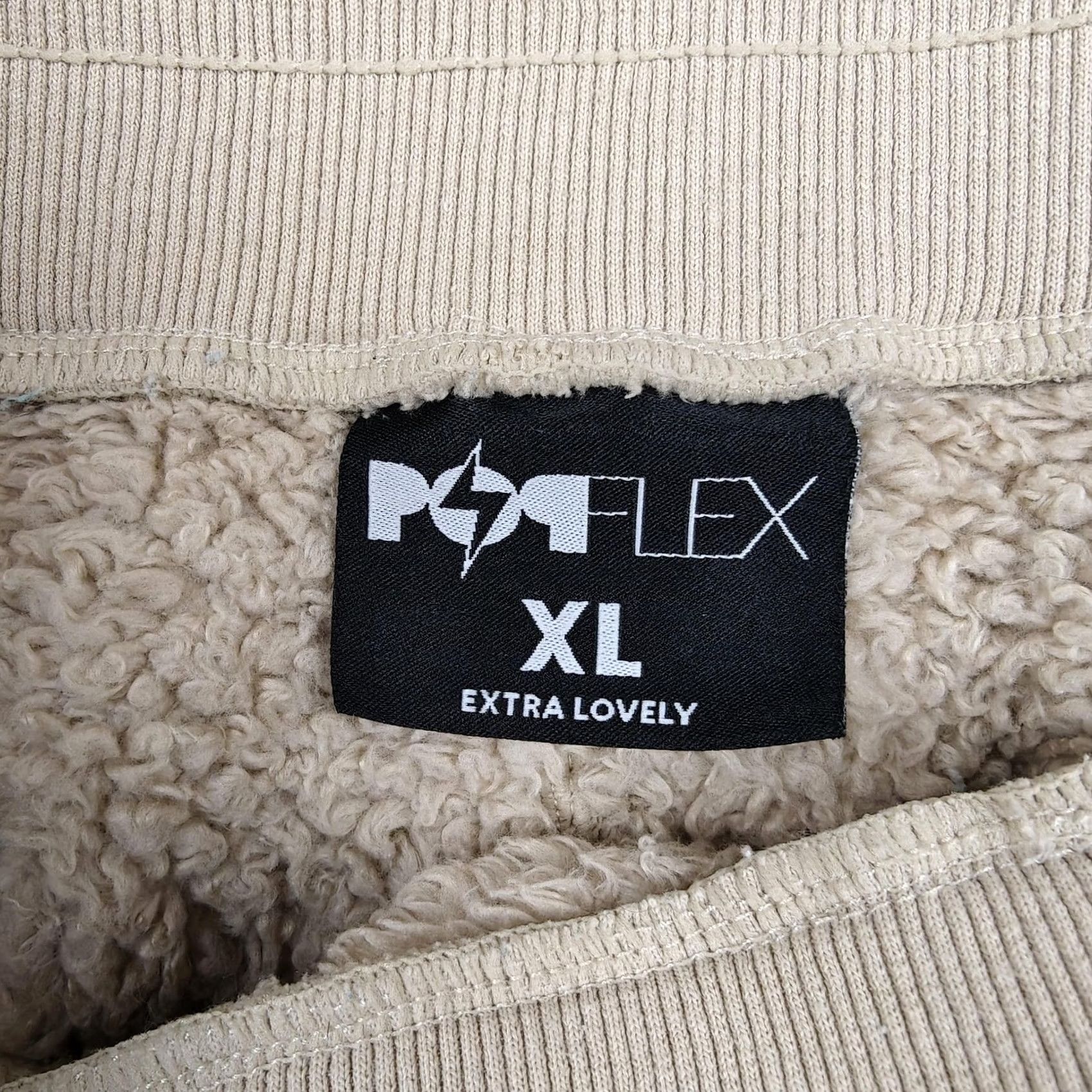 Vintage Popflex Womens XL Beige Sherpa Fleece Sweat Lounge Drawstring Pockets Size 40" / US 18 - 3 Thumbnail
