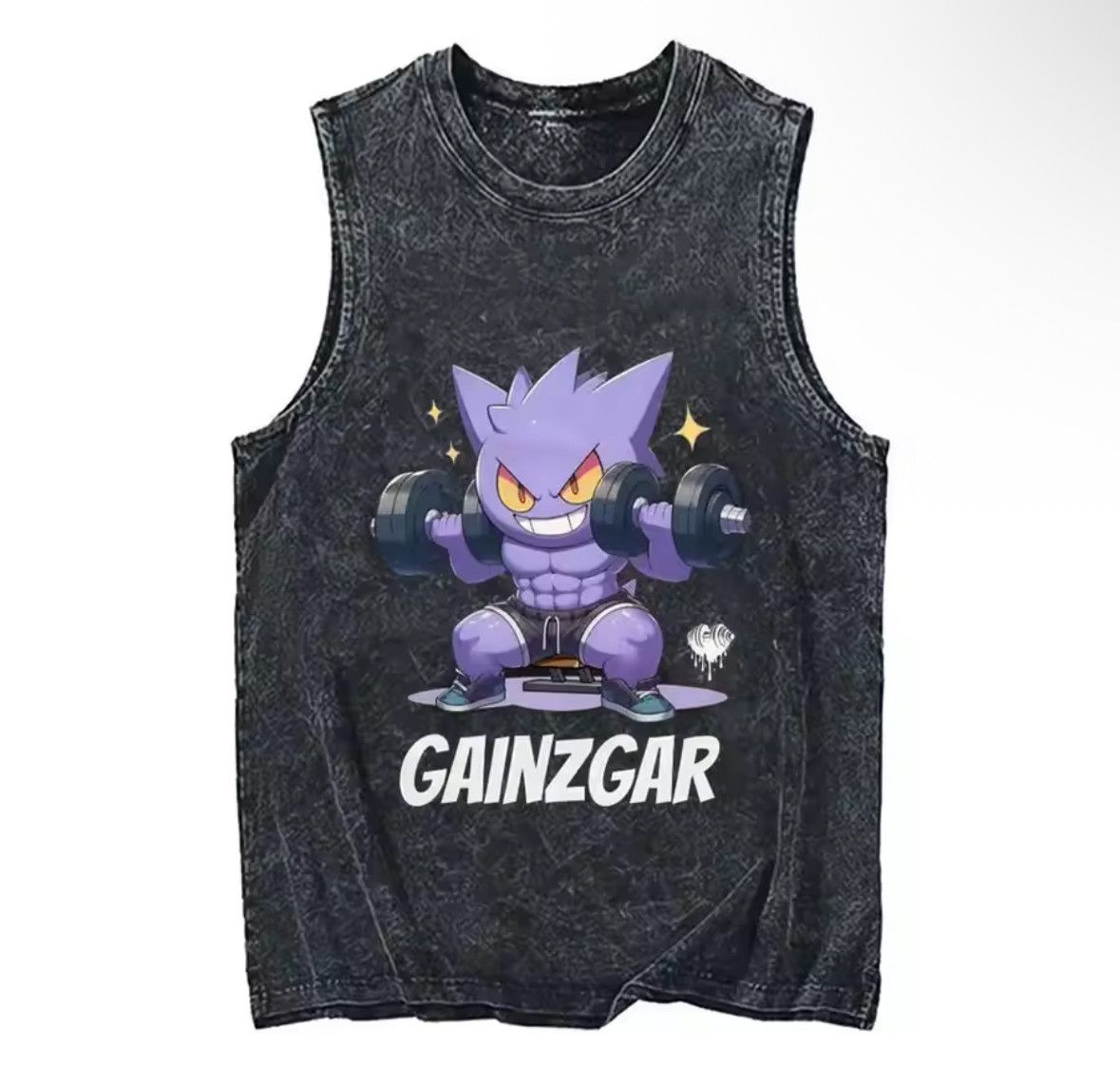 Japanese Brand Y2K Vintage Gengar Gainzgar Anime Washed Tank Top TShirt Size US XL / EU 56 / 4 - 1 Thumbnail