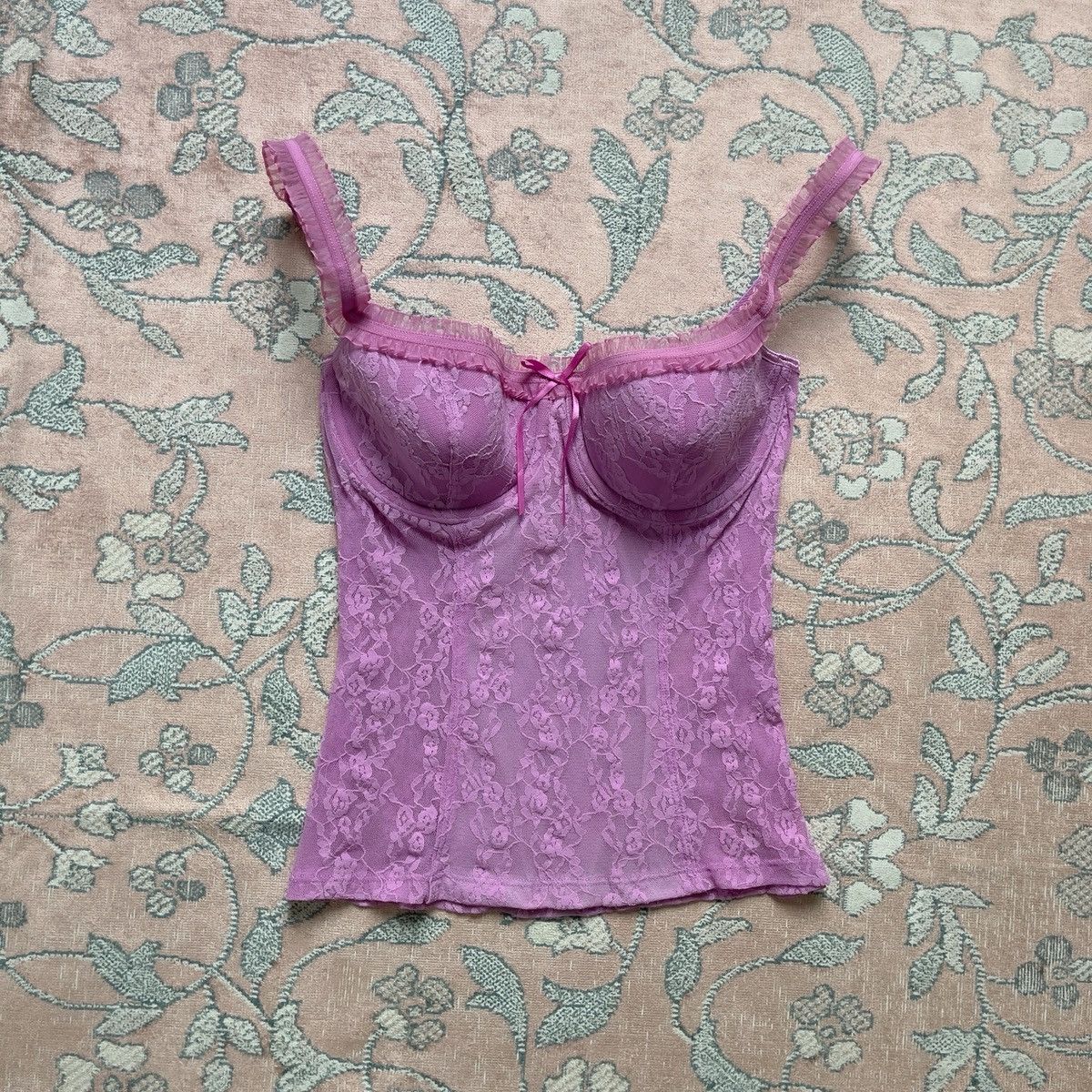 Victoria's Secret Victoria’s Secret Purple Floral Lace Bustier Top (S–M) Size M / US 6-8 / IT 42-44 - 7 Thumbnail