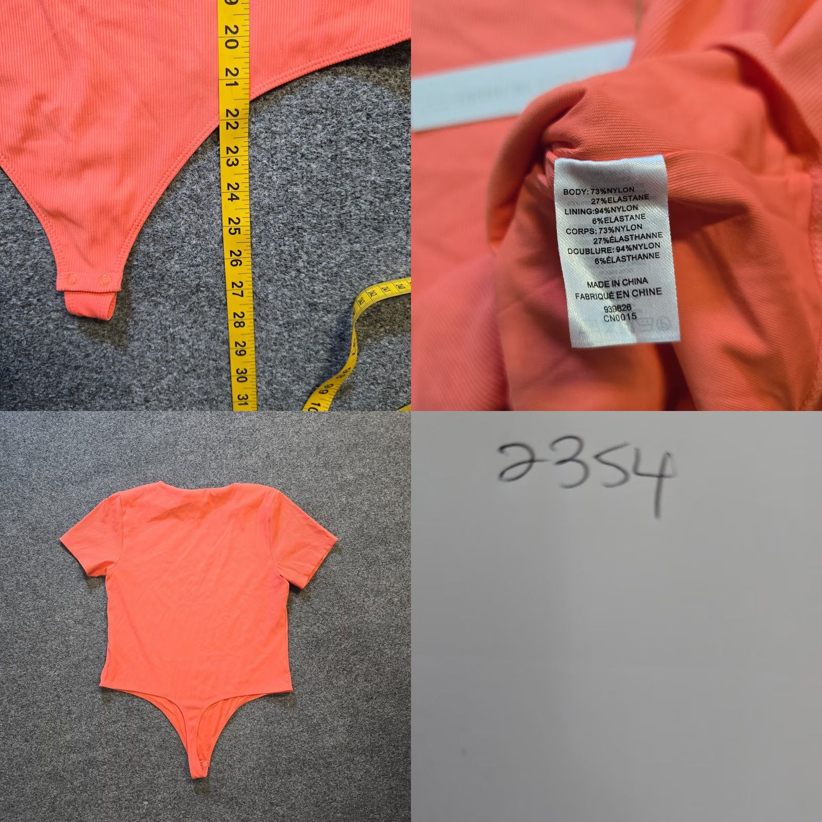 House of Harlow House Of Harlow Bodysuit Womens XL Orange Ribbed Short Sleeve Capsule Blouse Knit Nylon Round Neck Snap Closure Casual Women St retch Size XL / US 12-14 / IT 48-50 - 8 Thumbnail