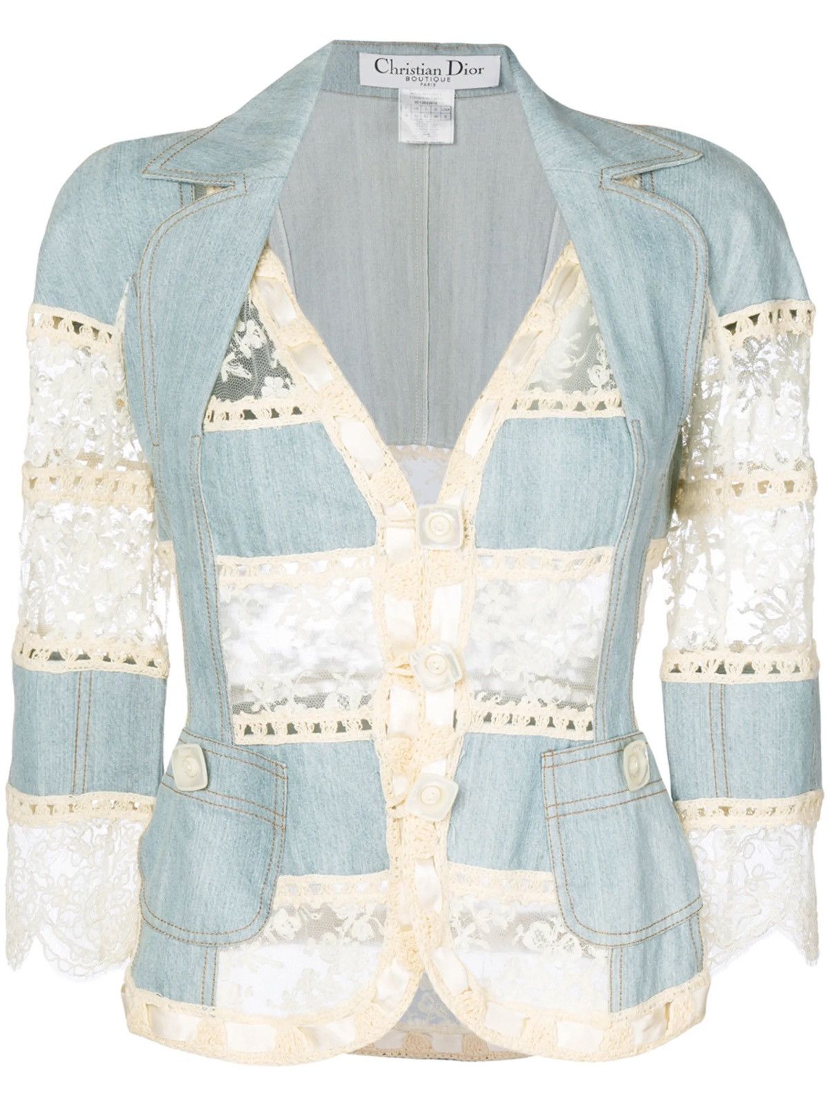 Dior Christian Dior by Galliano 2005 Lace Crochet Jacket Denim Size S / US 4 / IT 40 - 7 Thumbnail