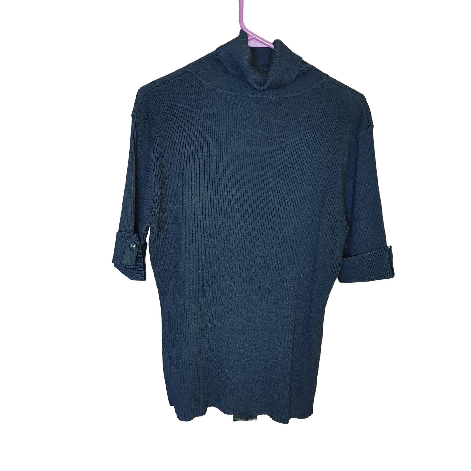 Other Design History Black Turtleneck 1/2 Sleeve Sweater Size L Size L / US 10 / IT 46 - 2 Thumbnail