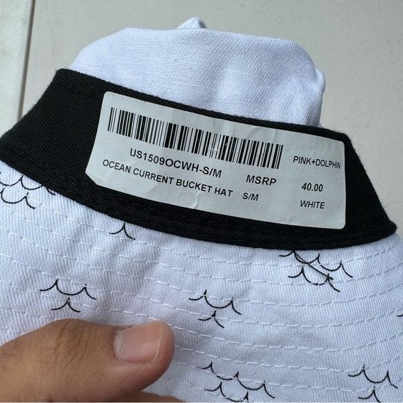 Pink Dolphin NEW PINK DOLPHIN OCEAN CURRENT WHITE BUCKET HAT S/M Size ONE SIZE - 5 Thumbnail