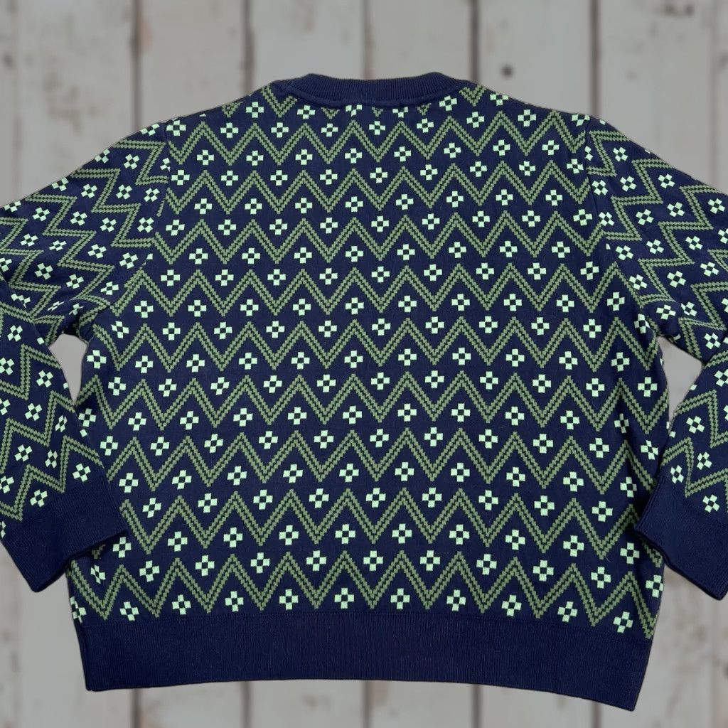 Vintage VINTAGE Palava Sweater Women’s Large Green Blue Knit Geometric Pullover Cotton Organic Size L / US 10 / IT 46 - 1 Thumbnail