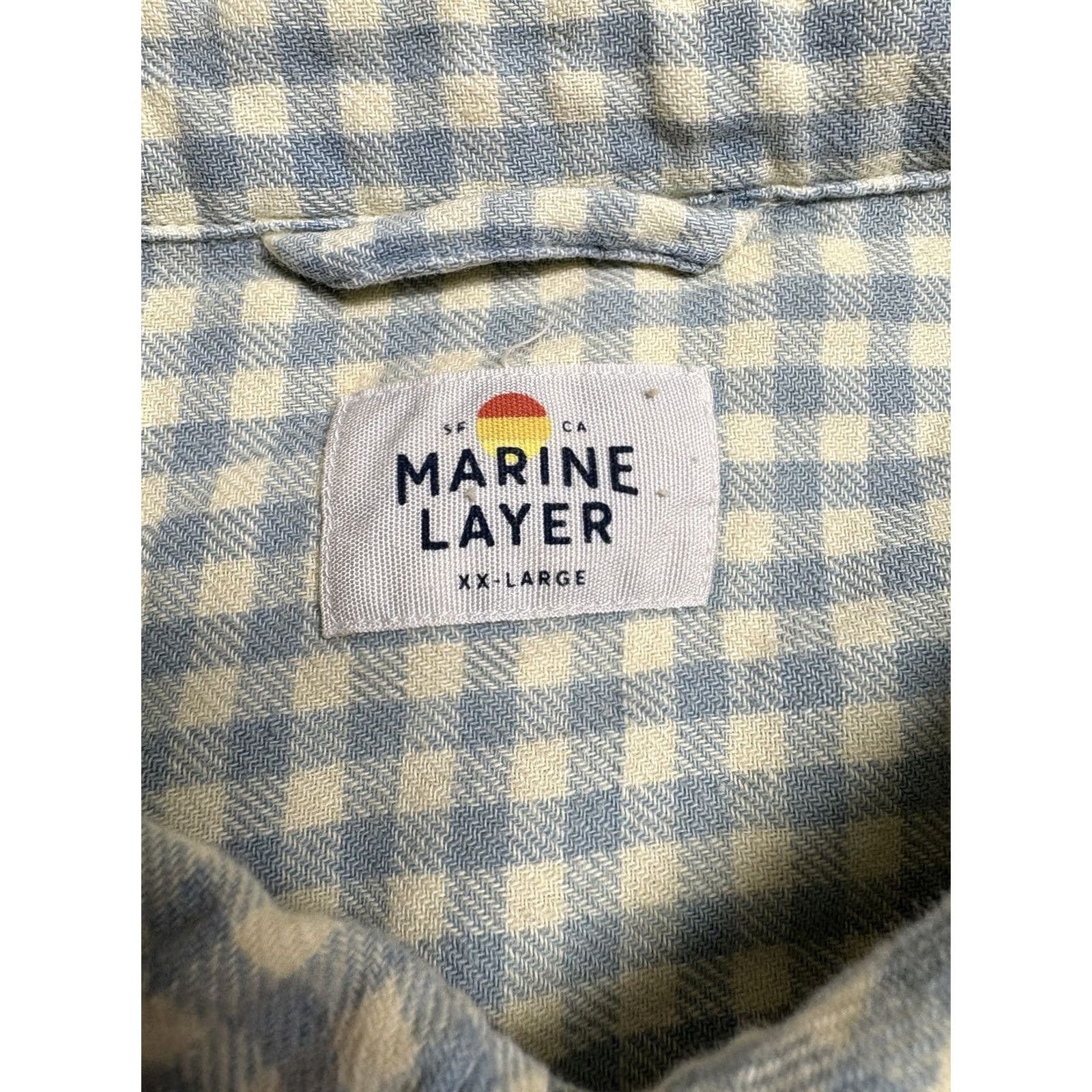 Marine Layer Marine Layer Flannel Shirt Mens 2XL Blue Plaid Button-Front Shacket Size US XXL / EU 58 / 5 - 2 Thumbnail